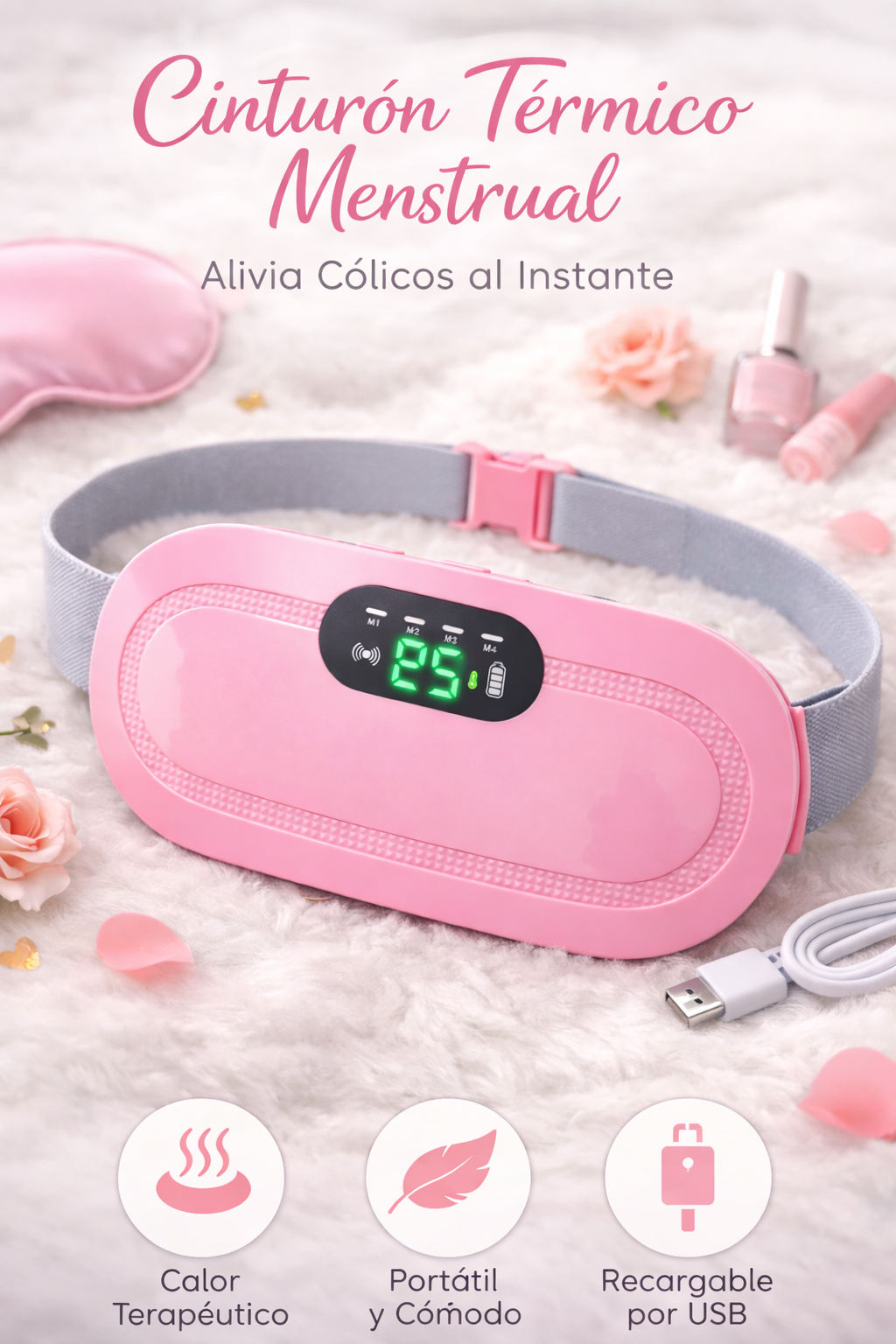 Cinturón Térmico Portátil – Alivio inmediato para cólicos menstruales🩷