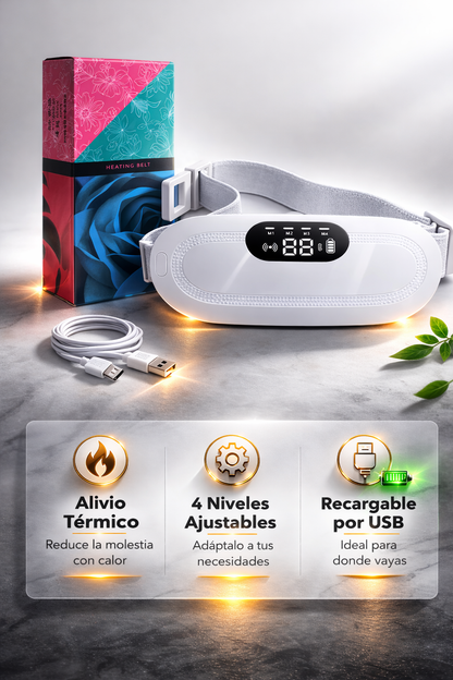 Cinturón Térmico Portátil Recargable – Alivio Inteligente para Cólicos Menstruales